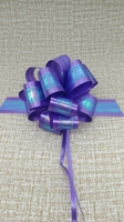 PRE870301--5'' Plastic Pom Pom Ribbon Bow For Holiday Decoration Glitter Embrossed Present Bows